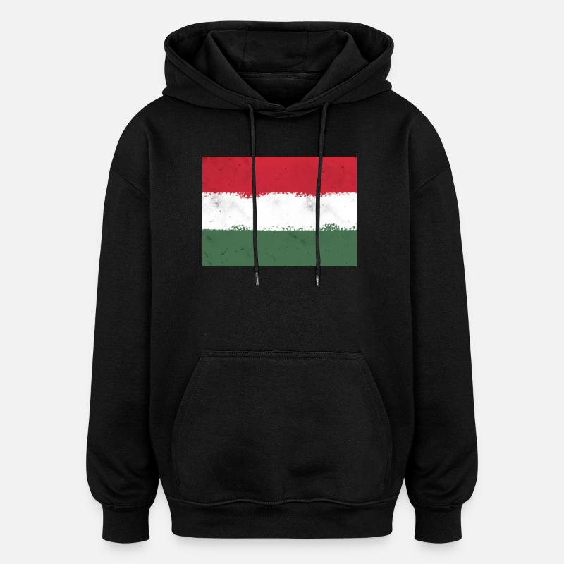 Flag of Hungary - Oversized Unisex Hoodie - black
