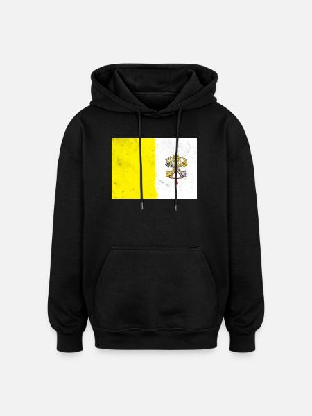 Drapeau du Vatican - Sweat à capuche oversize unisexe - noir