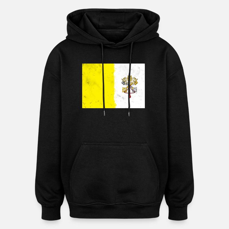 Drapeau du Vatican - Sweat à capuche oversize unisexe - noir