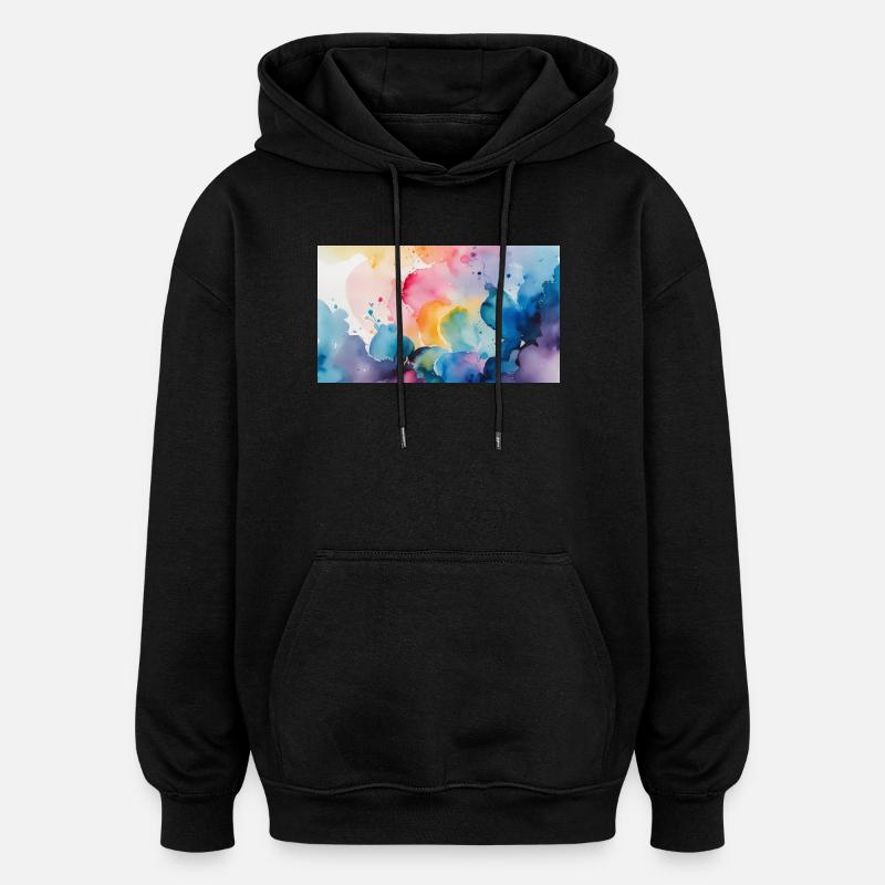 Aquarelle Explosion Art Design - Sweat à capuche oversize unisexe - noir