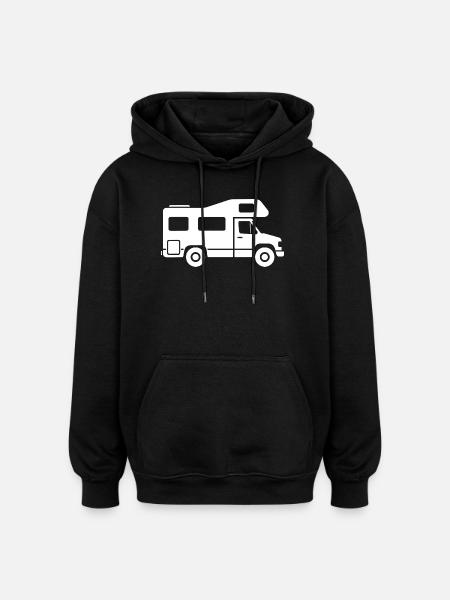 Motorhome Silhouette Camping Family - Oversized Unisex Hoodie - black