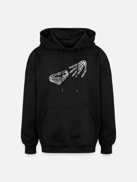 Ätherisches Skelett Hand und Schädel Illustration - Oversized Unisex Hoodie - Schwarz