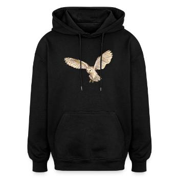 Belle chouette effraie en vol - Sweat à capuche oversize unisexe - noir - Devant - Noah (186cm)