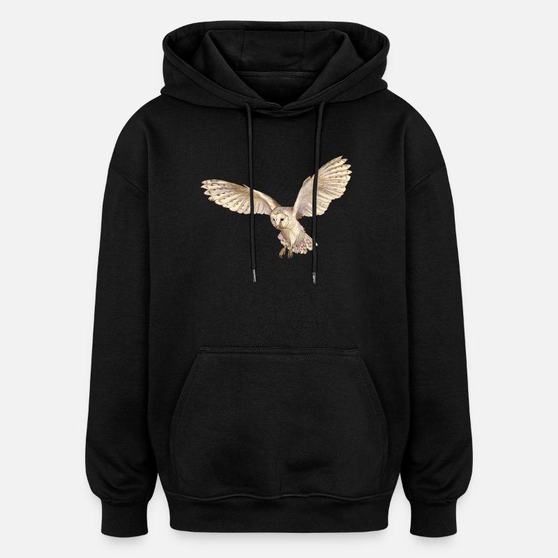 Belle chouette effraie en vol - Sweat à capuche oversize unisexe - noir