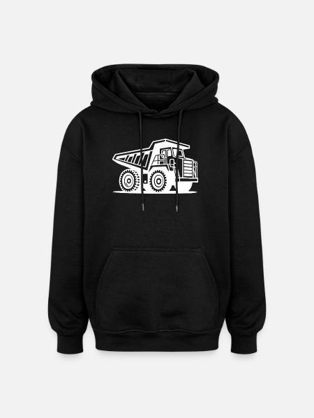 Industrial Mining Truck Silhouette Design - Oversized Unisex Hoodie - black