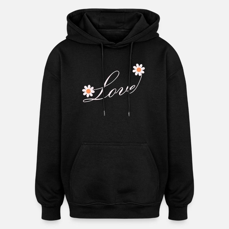 Blumenliebe Skript Design - Oversized Unisex Hoodie - Schwarz