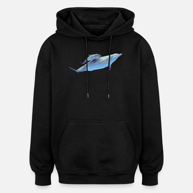 Dolphin - Oversized Unisex Hoodie - black