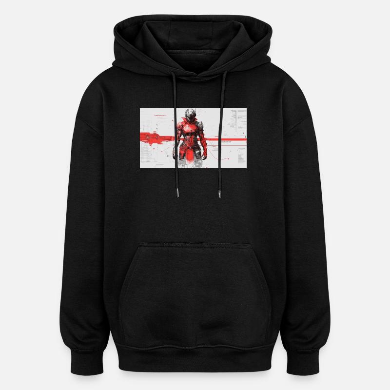 Futuristischer Cyber-Samurai - Oversized Unisex Hoodie - Schwarz