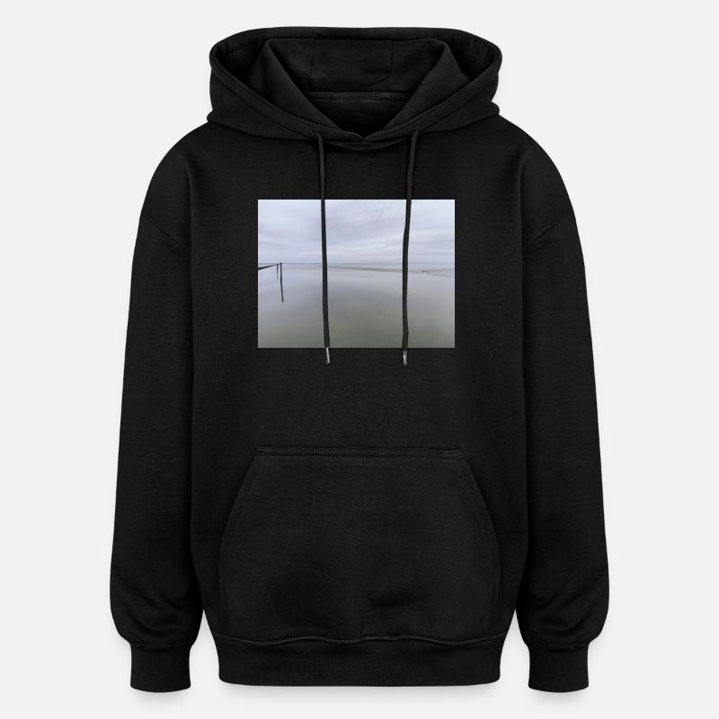 Silent seashore with sky reflection - Oversized Unisex Hoodie - black