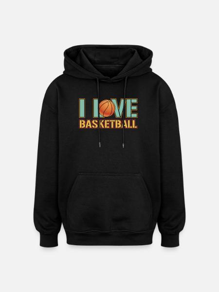 I Love Basketball - Oversized Unisex Hoodie - black