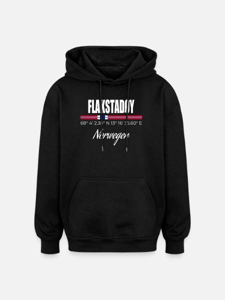 FLAKSTADØY - Oversized Unisex Hoodie - Schwarz
