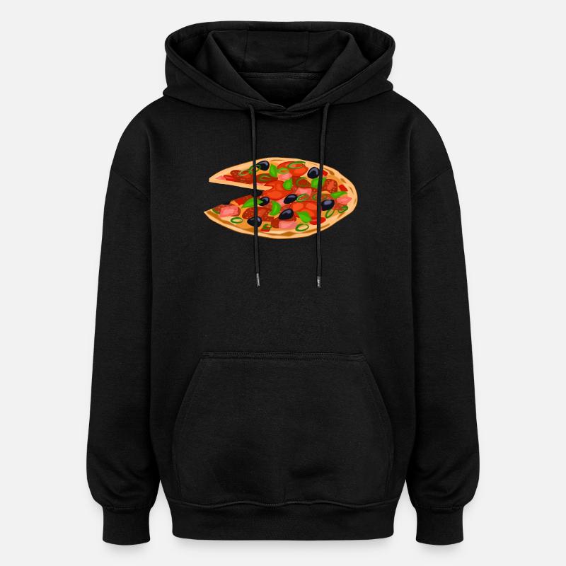 Manger de la pizza - Sweat à capuche oversize unisexe - noir