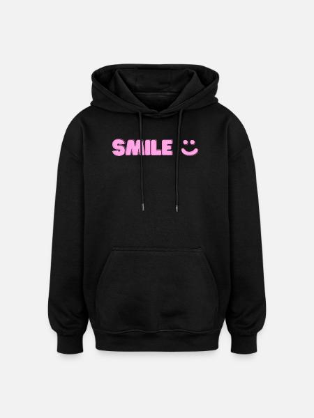 Smile print - Oversized Unisex Hoodie - black