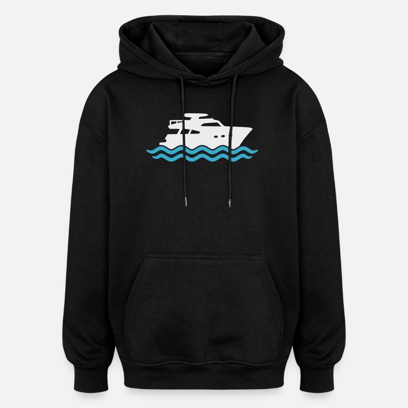 Yacht Silhouette Motorboot - Oversized Unisex Hoodie - Schwarz