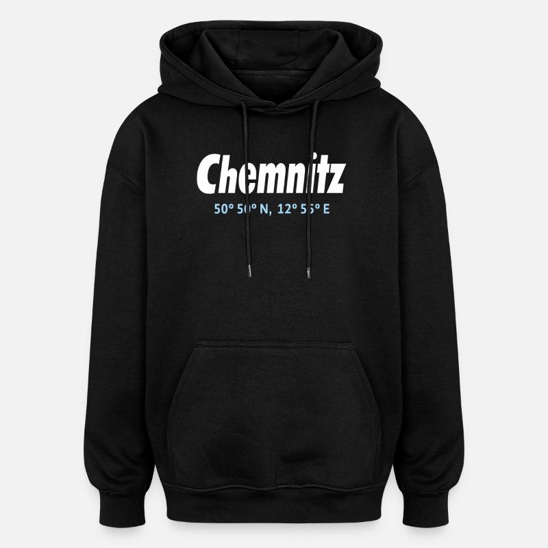Coordonnées de Chemnitz - Sweat à capuche oversize unisexe - noir