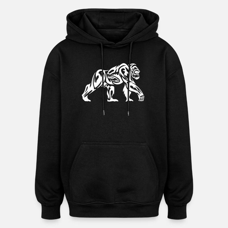 Gorille Tribal - Sweat à capuche oversize unisexe - noir