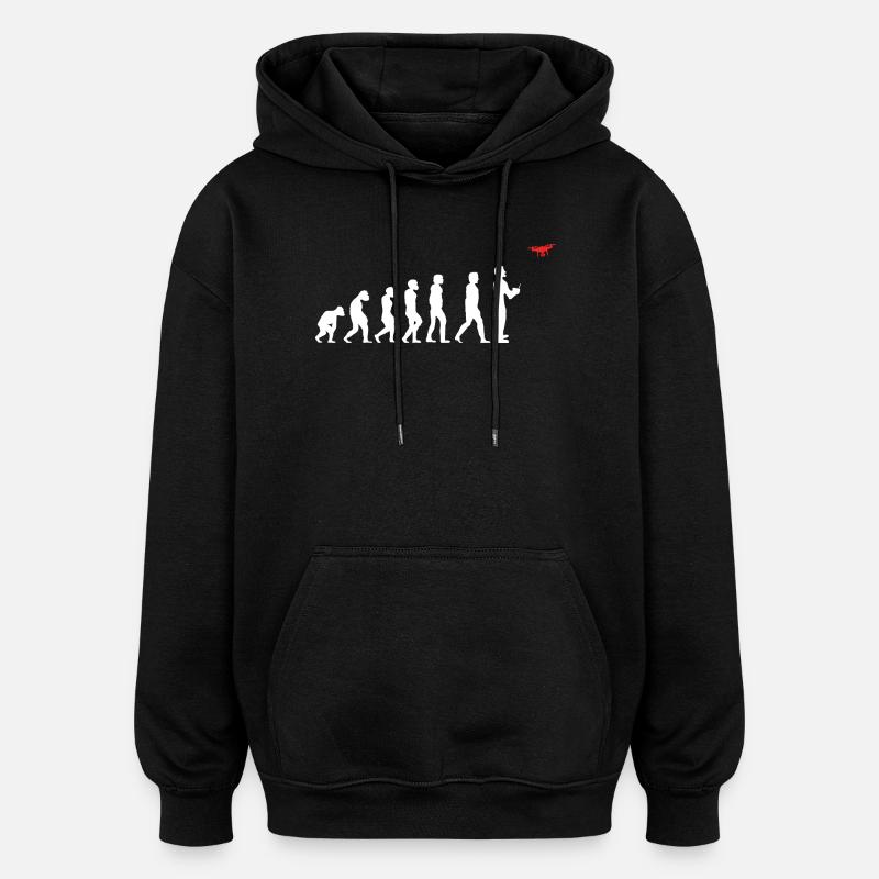 Evolution de l’homme pilote de drone - Sweat à capuche oversize unisexe - noir