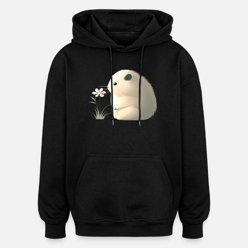 Mignon hamster avec fleur - Sweat à capuche oversize unisexe - noir