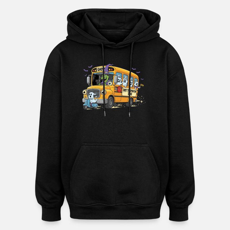 Spooky Bus Haunted Crew - Sweat à capuche oversize unisexe - noir