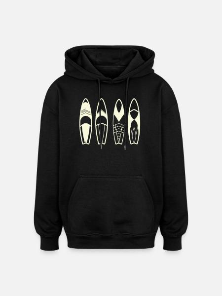 Minimalistische abstrakte Surfbretter - Oversized Unisex Hoodie - Schwarz