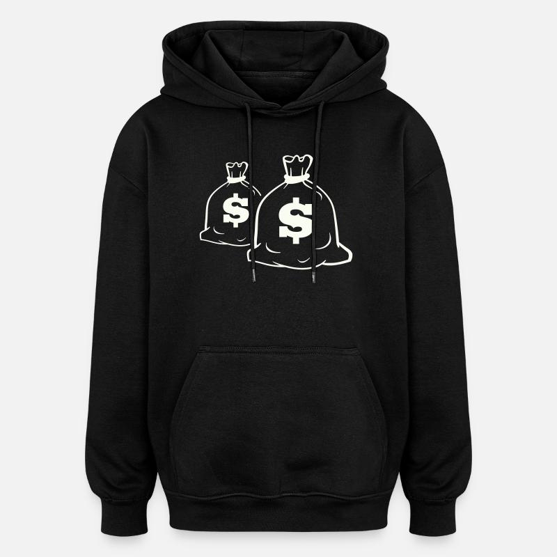 Geldsack Motiv Design - Oversized Unisex Hoodie - Schwarz