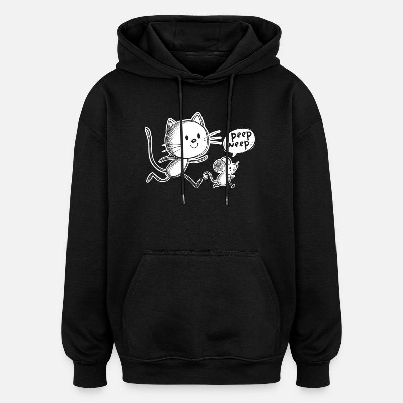 Katze und Maus - Oversized Unisex Hoodie - Schwarz