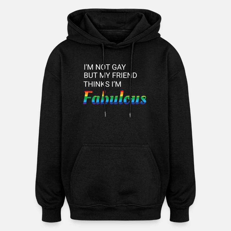 Friendship Pride Rainbow Design - Oversized Unisex Hoodie - black