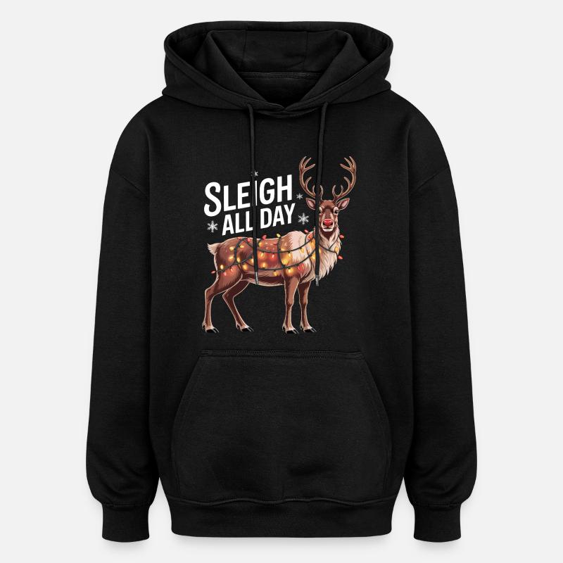 Traîneau toute la journée - Sweat à capuche oversize unisexe - noir