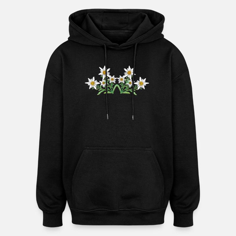 Edelweiss - Sweat à capuche oversize unisexe - noir
