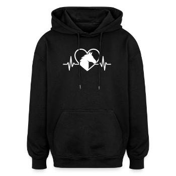 Cheval Cœur équitation - Sweat à capuche oversize unisexe - noir - Devant - Noah (186cm)