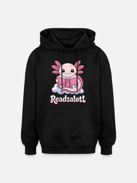 Readsalotl Axolotl Lukemiskirjat - Unisex oversize huppari - musta