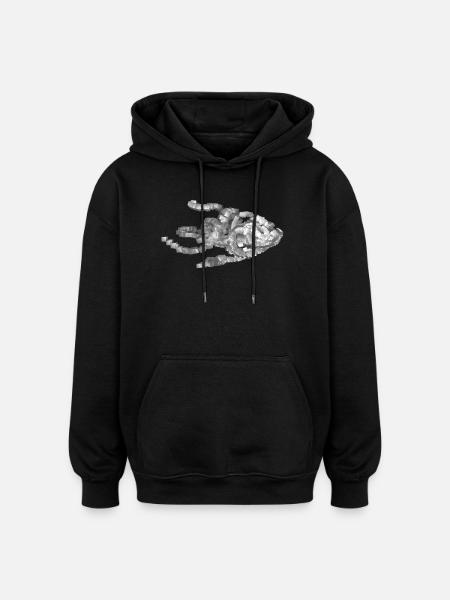 Futuristic Geometric Fish Sculpture - Oversized Unisex Hoodie - black