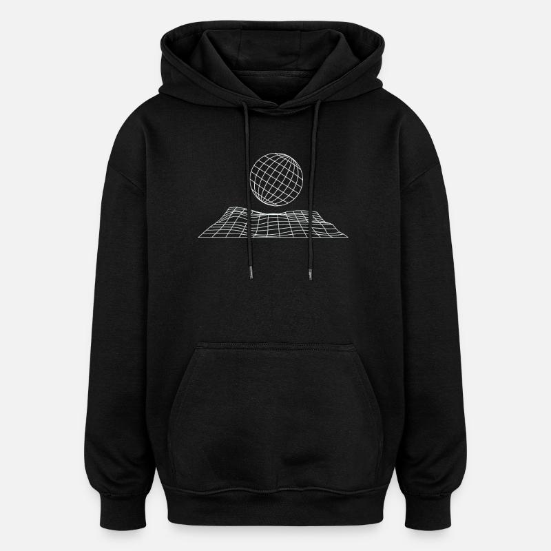 Futuristisches Gitterglobus-Design - Oversized Unisex Hoodie - Schwarz