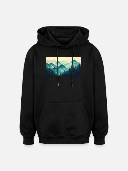 forest mountains - Oversized Unisex Hoodie - black