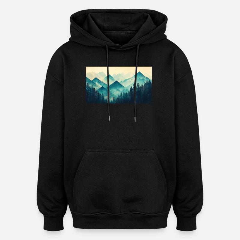 Wald Berge - Oversized Unisex Hoodie - Schwarz