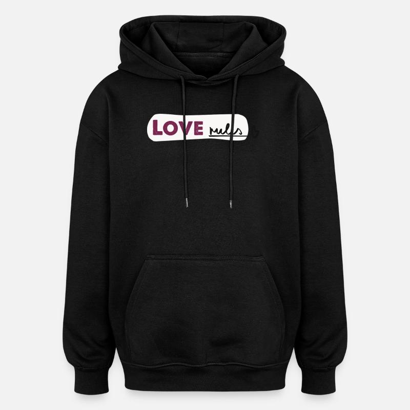 Love rules - Spruch Handlettering - Oversized Unisex Hoodie - black