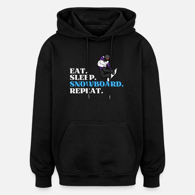 Eat Sleep Snowboard Répéter - Sweat à capuche oversize unisexe - noir