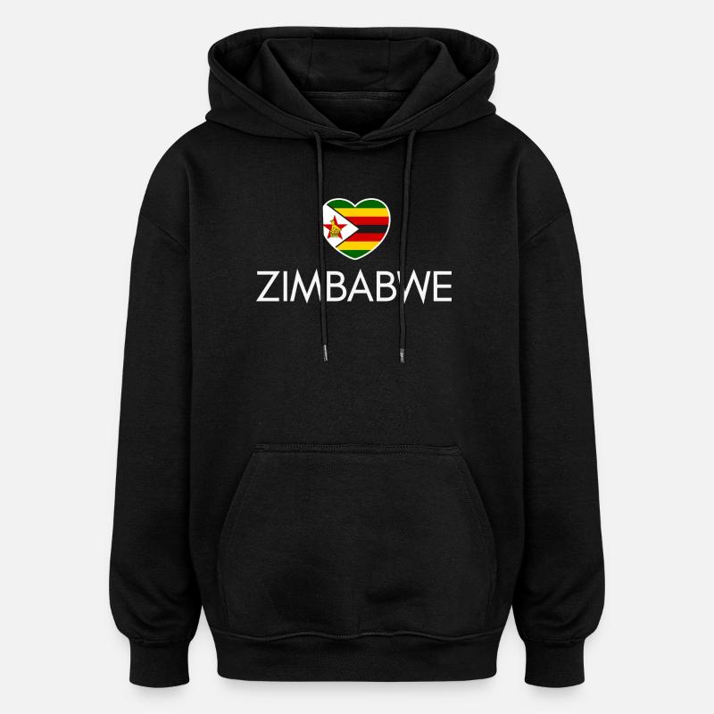 Ich liebe Simbabwe, Herz Simbabwe - Oversized Unisex Hoodie - Schwarz