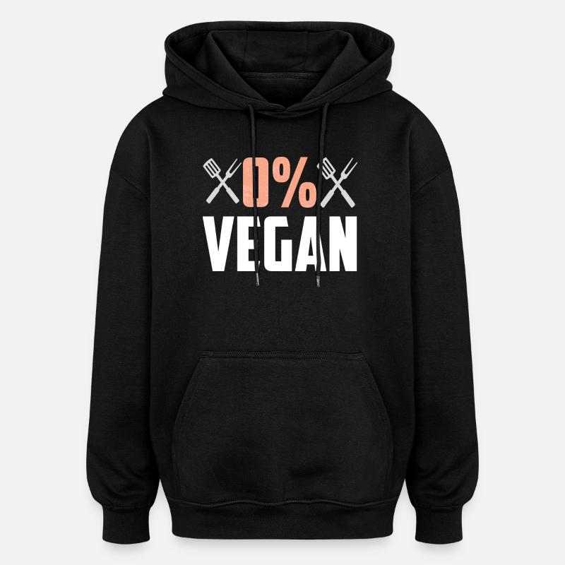 0 Prozent vegan - Oversized Unisex Hoodie - Schwarz