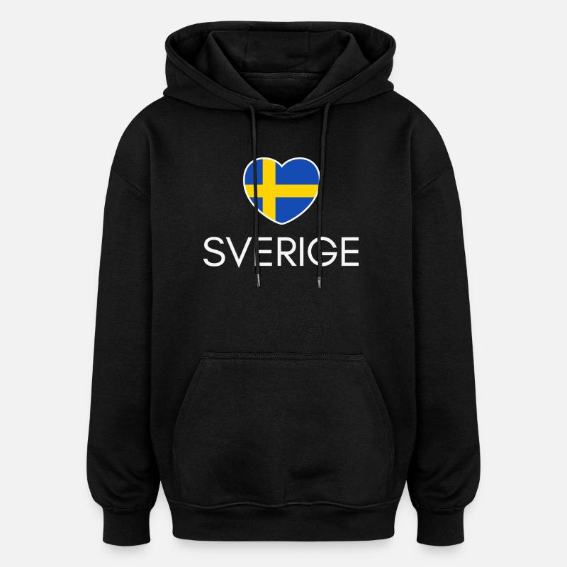 J’aime la Suède, j’aime la Suède - Sweat à capuche oversize unisexe - noir