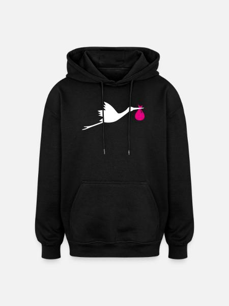 Storch Klapperstorch Mädchen - Oversized Unisex Hoodie - Schwarz