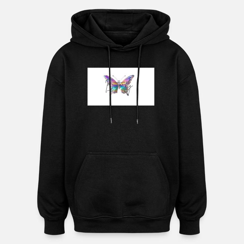 Bunter Schmetterling mit Wasserfarben-Effekt - Oversized Unisex Hoodie - Schwarz
