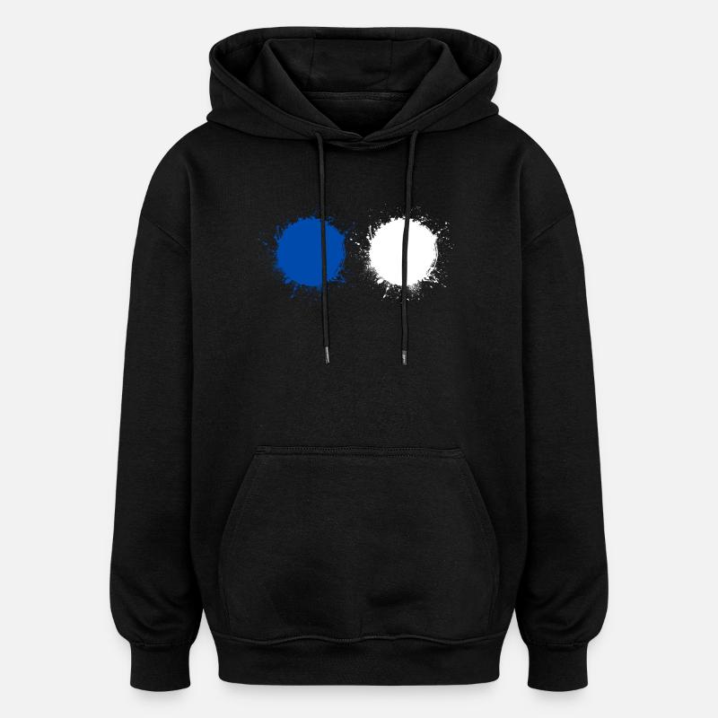 Blau Weiß - Oversized Unisex Hoodie - Schwarz
