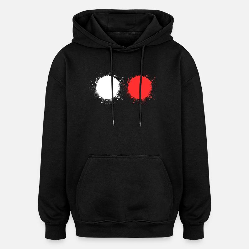 Weiß Rot - Oversized Unisex Hoodie - Schwarz