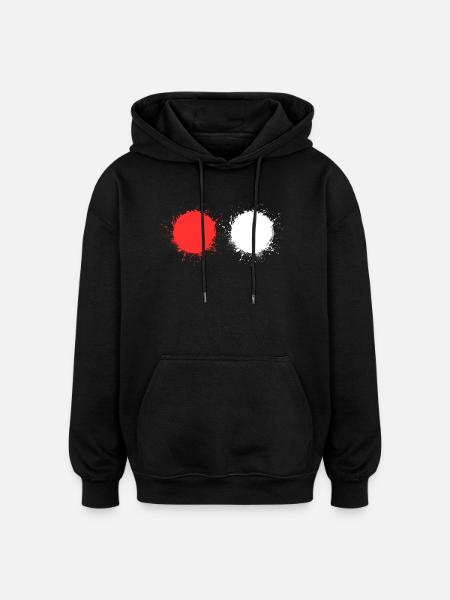 red white - Oversized Unisex Hoodie - black
