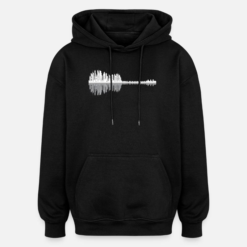 Guitare urbaine Skyline - Sweat à capuche oversize unisexe - noir