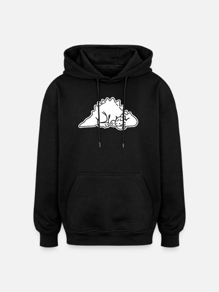 Sleeping Dino Dino, Dinosaur, Dinosaur, Lizard - Oversized Unisex Hoodie - black