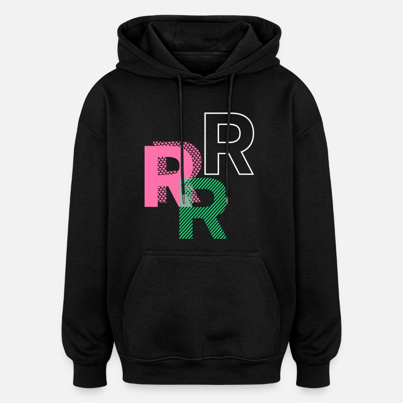 Lettre R - Sweat à capuche oversize unisexe - noir