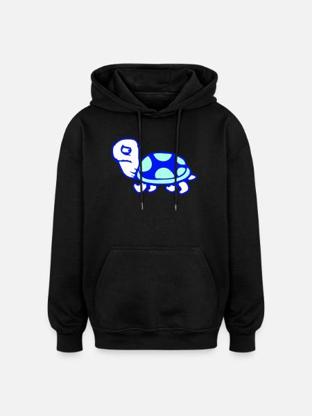 Turtle Fear Shy Sad Unhappy - Oversized Unisex Hoodie - black
