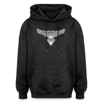 Eule Tribal Tattoo – mystisches Eulenmotiv - Oversized Unisex Hoodie - Anthrazit - Vorne - Noah (186cm)